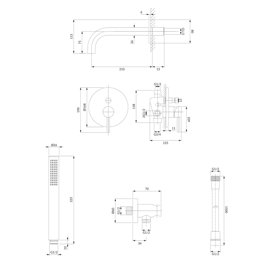 OMNIRES SYSYW01CR - Badset met inbouwkraan Y glanzend chroom