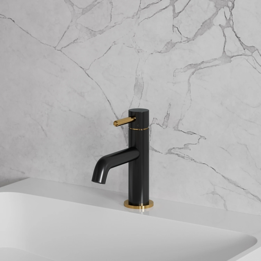 OMNIRES Y1210NBLGL - Wastafelkraan Y 16,2 cm, halfmat zwart/glanzend goud