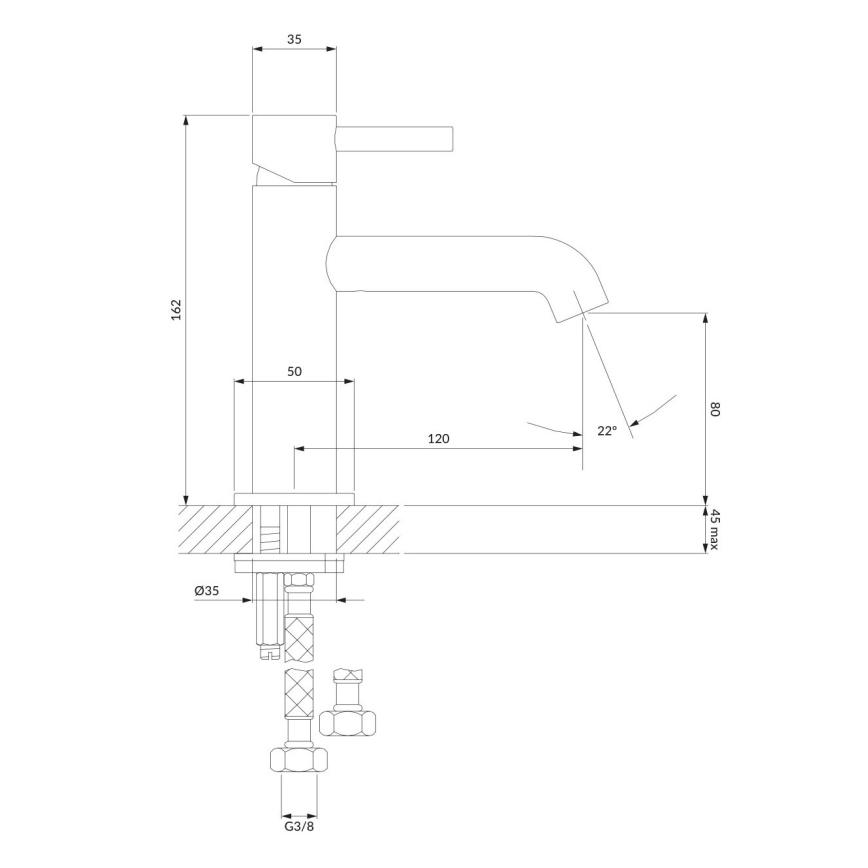 OMNIRES Y1210NBLGL - Wastafelkraan Y 16,2 cm, halfmat zwart/glanzend goud