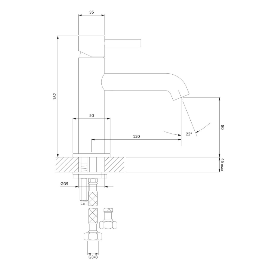 OMNIRES Y1210NCP - Wastafelkraan Y 16,2 cm glanzend koper