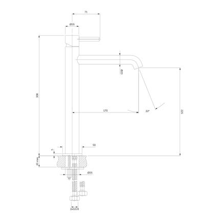 OMNIRES Y1212CR - Kraan voor wastafel Y 30,8 cm glanzend chroom