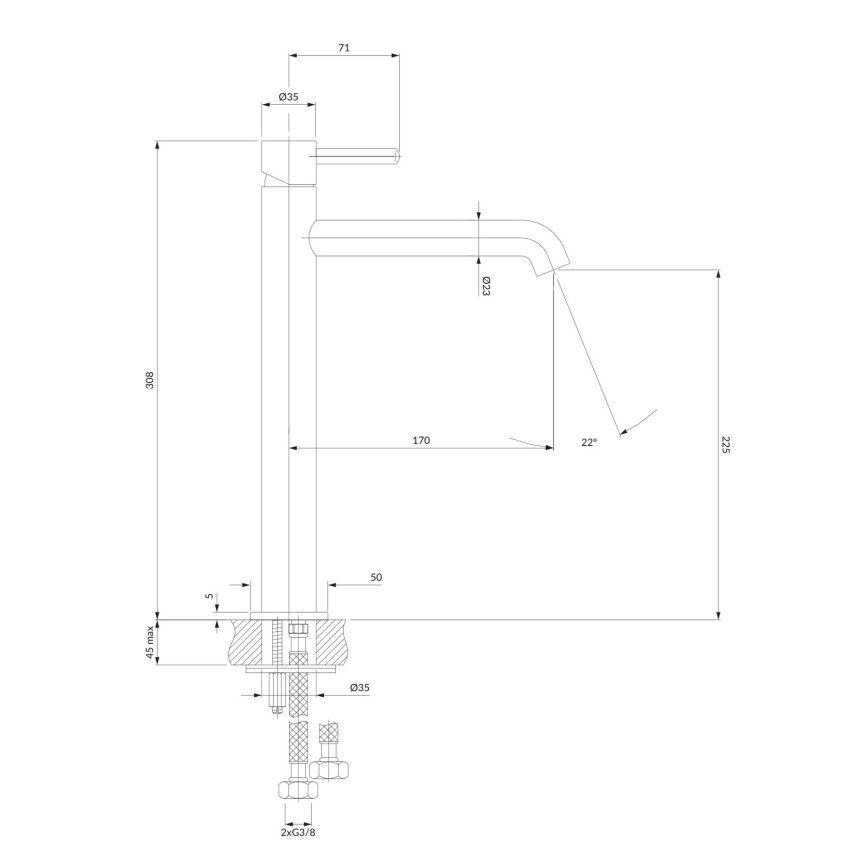 OMNIRES Y1212CR - Kraan voor wastafel Y 30,8 cm glanzend chroom