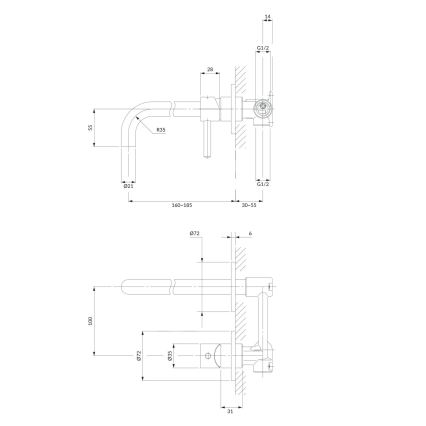 OMNIRES Y1215HCR - Wastafelkraan voor inbouwmontage Y glanzend chroom