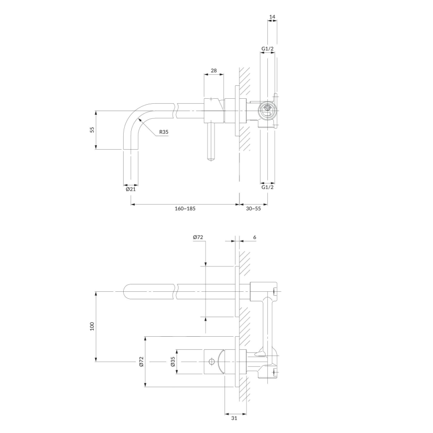 OMNIRES Y1215HCR - Wastafelkraan voor inbouwmontage Y glanzend chroom