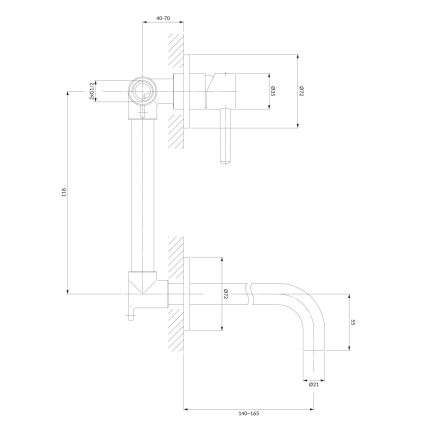 OMNIRES Y1215NCR - Wastafelmengkraan voor inbouwinstallatie Y glanzend chroom