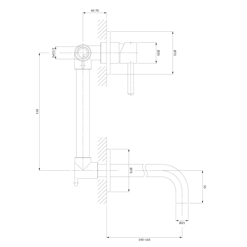 OMNIRES Y1215NCR - Wastafelmengkraan voor inbouwinstallatie Y glanzend chroom