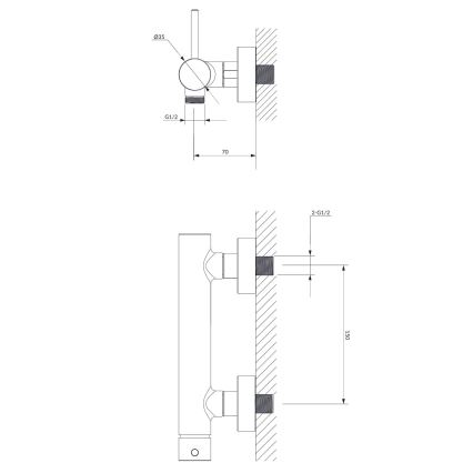OMNIRES Y1240BL - Douchekraan Y semi-mat zwart