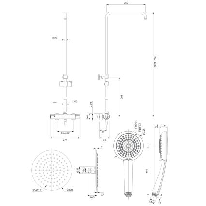 OMNIRES Y1244X/6CR - Doucheset met thermostaatkraan Y glanzend chroom