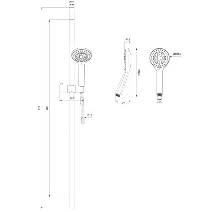 OMNIRES YOSEMITE-SBL - Doucheset YOSEMITE semi-mat zwart