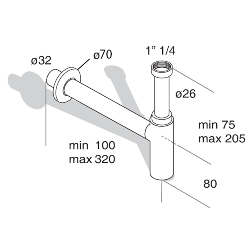Omp tea - MINITOTI wastafelsifon DN32 mat zwart