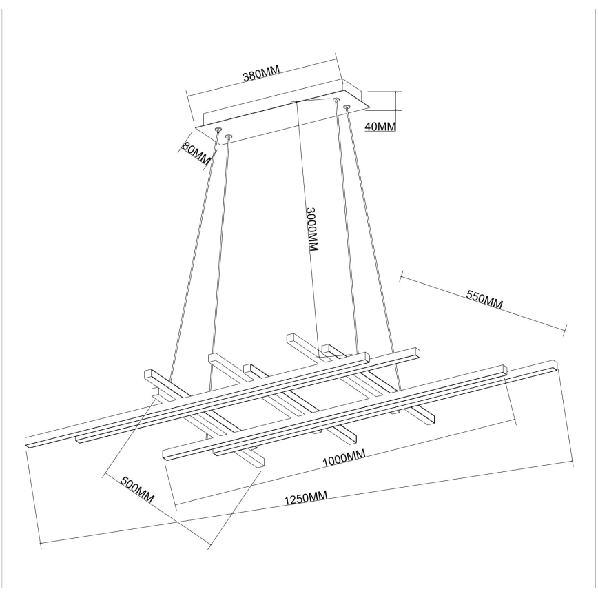 Ondaluce - dimbare LED-hanglamp aan kabel MOVIDA LED/114W/230V, zwart