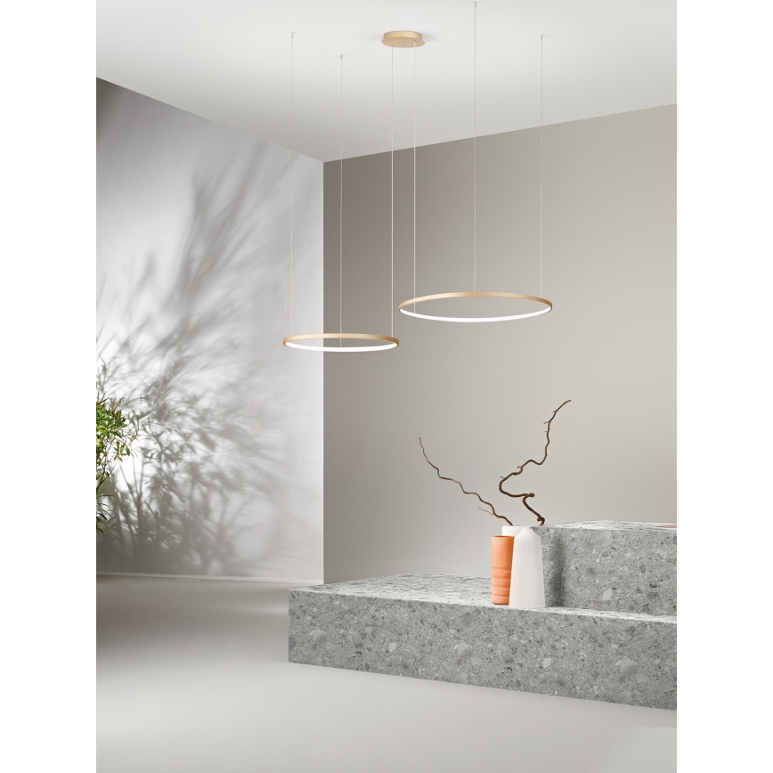Ondaluce - Dimbare LED-kroonluchter aan kabel SOEL LED/28W/230V + LED/38W Ø 80/60 cm goudkleurig