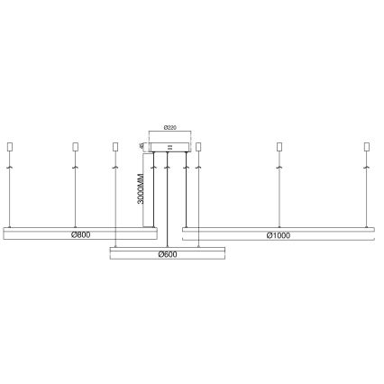 Ondaluce - Dimbare LED-kroonluchter aan kabel SOEL LED/28W/230V + LED/38W Ø 80/60 cm goudkleurig