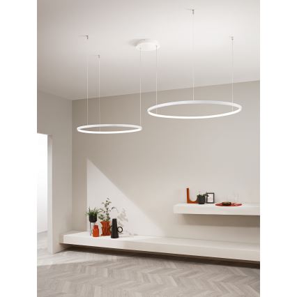 Ondaluce - SOEL dimbare LED-hanglamp aan kabel LED/28W/230V + LED/38W 3000/4000K Ø 80/60 cm wit
