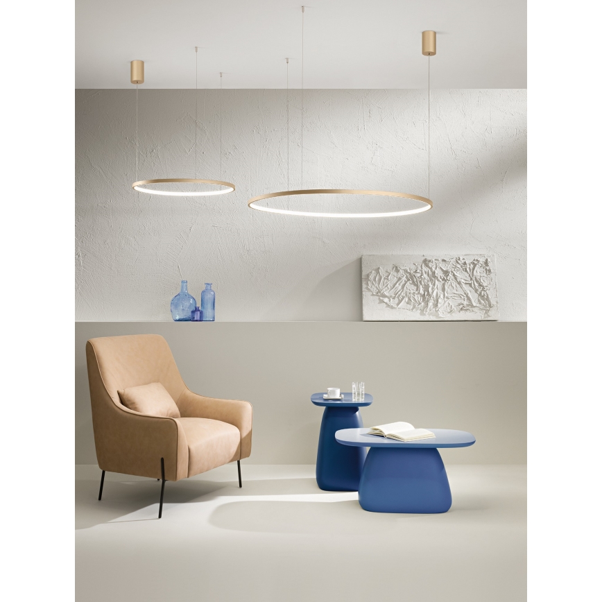 Ondaluce - Dimbare LED-hanglamp aan kabel SOEL LED/38W/230V Ø 80 cm, goudkleurig