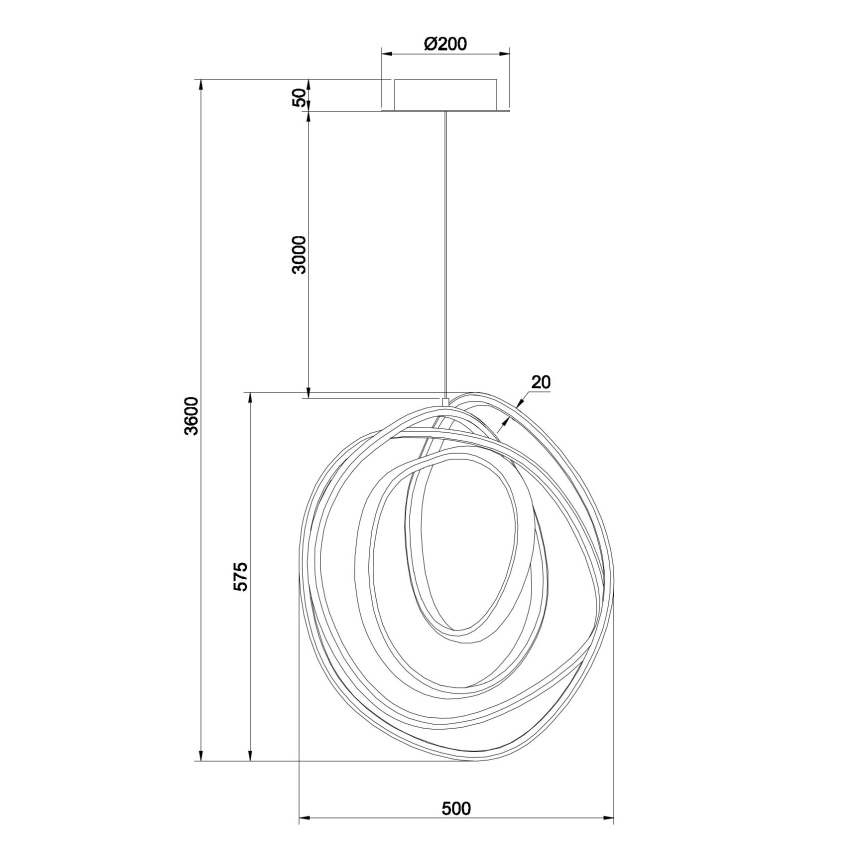 Ondaluce - Dimbare LED-kroonluchter aan kabel GOLDEN LED/50W/230V Ø 50 cm goudkleurig