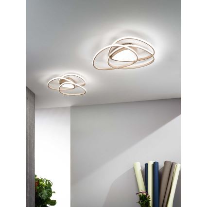 Ondaluce - Dimbare LED-plafondlamp ROSE LED/70W/230V 63x67 cm goudkleurig