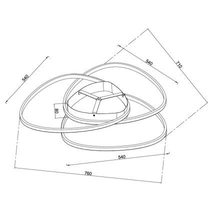 Ondaluce - dimbare LED-plafondlamp ROSE LED/80W/230V goudkleurig