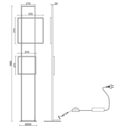 Ondaluce - Dimbare LED-vloerlamp DOWEL LED/77W/230V goudkleurig