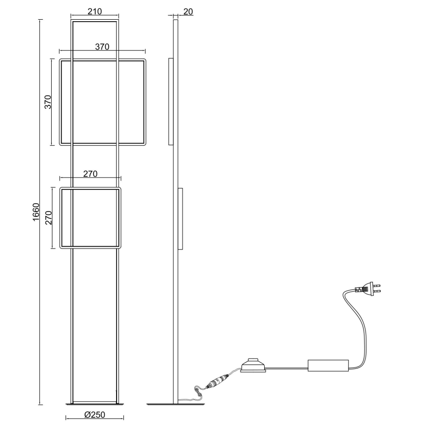 Ondaluce - Dimbare LED-vloerlamp DOWEL LED/77W/230V goudkleurig