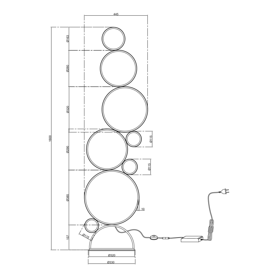 Ondaluce - Dimbare LED-vloerlamp POIS LED/52W/230V 160 cm goud