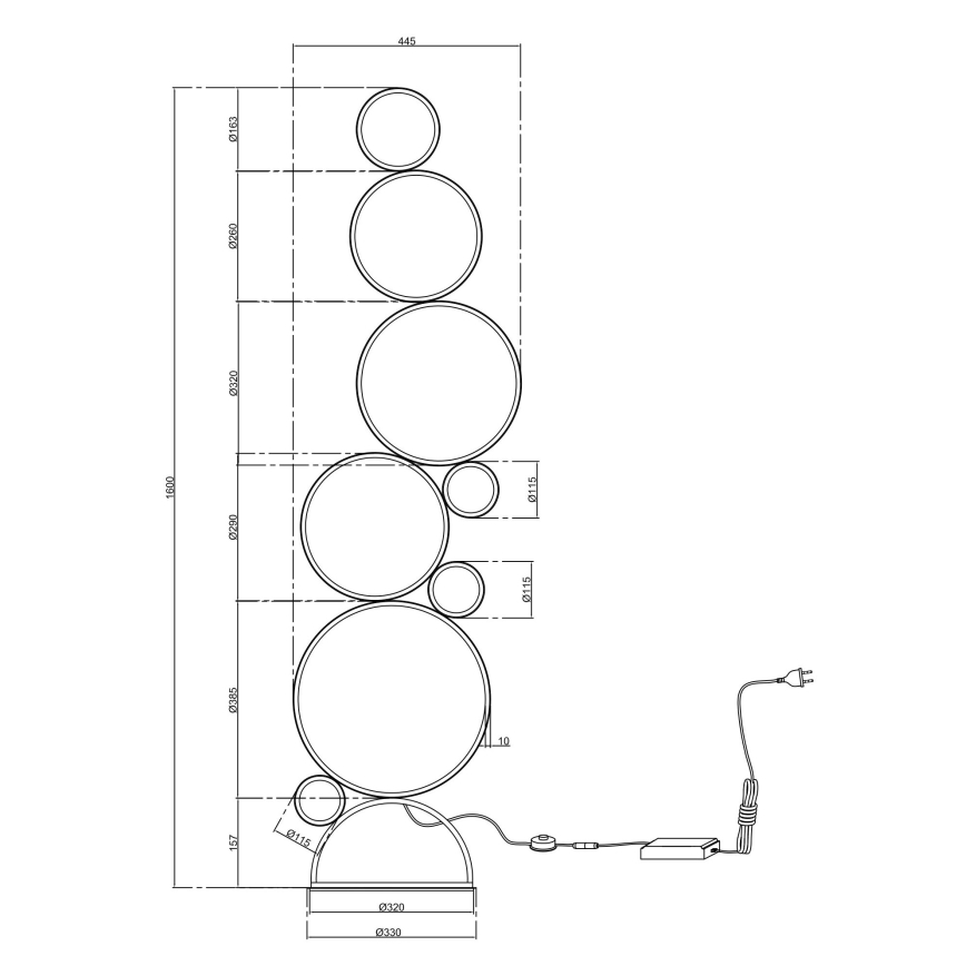 Ondaluce - Dimbare LED-vloerlamp POIS LED/52W/230V 160 cm zilver