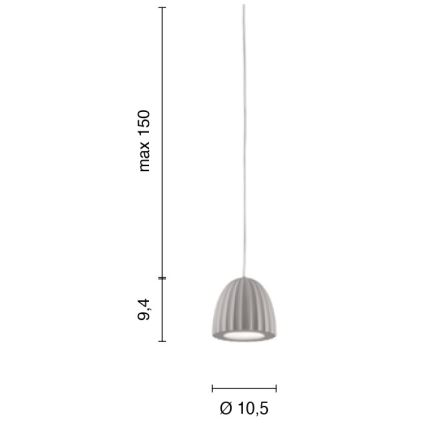 Ondaluce - Hanglamp aan kabel CONCRETE 1xGU10/7,5W/230V Ø 10,5 cm betongrijs
