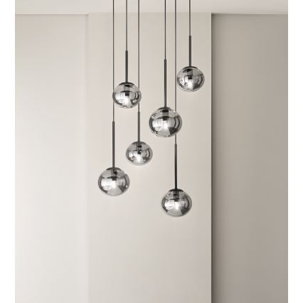Ondaluce - Hanglamp aan kabel JEWEL 1xE14/10W/230V Ø 17 cm rookzwart
