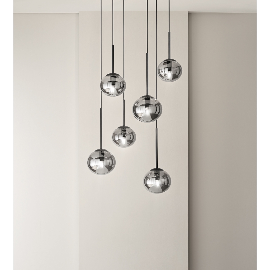 Ondaluce - Hanglamp aan kabel JEWEL 1xE14/10W/230V Ø 17 cm rookzwart