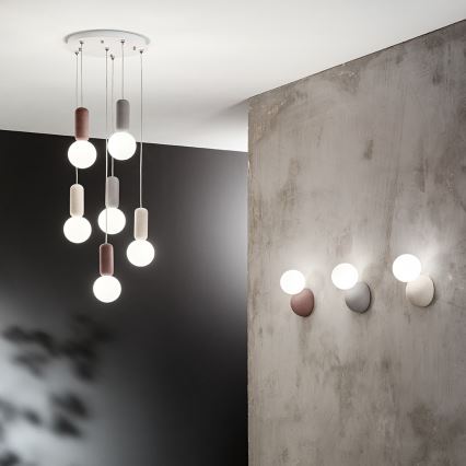 Ondaluce - Hanglamp aan kabel ROCK 6xG9/7W/230V diameter 35 cm beton/bruin/grijs/wit