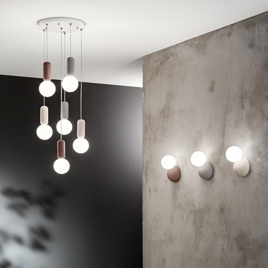 Ondaluce - Hanglamp aan kabel ROCK 6xG9/7W/230V diameter 35 cm beton/bruin/grijs/wit