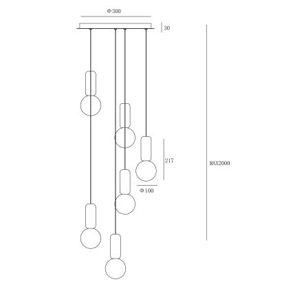 Ondaluce - Hanglamp aan kabel ROCK 6xG9/7W/230V diameter 35 cm beton/bruin/grijs/wit