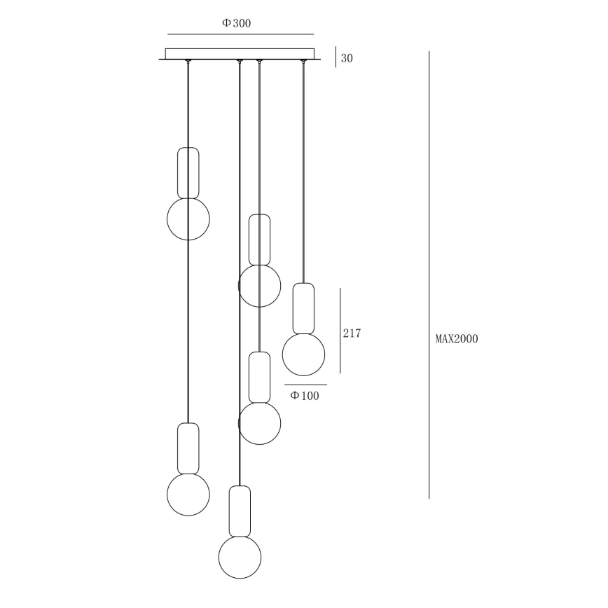 Ondaluce - Hanglamp aan kabel ROCK 6xG9/7W/230V diameter 35 cm beton/bruin/grijs/wit