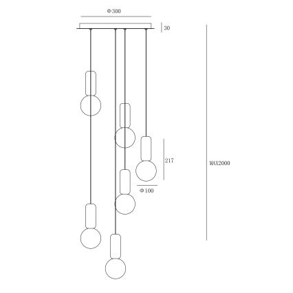 Ondaluce - Hanglamp aan kabel ROCK 6xG9/7W/230V Ø 35 cm beton bruin/grijs/wit