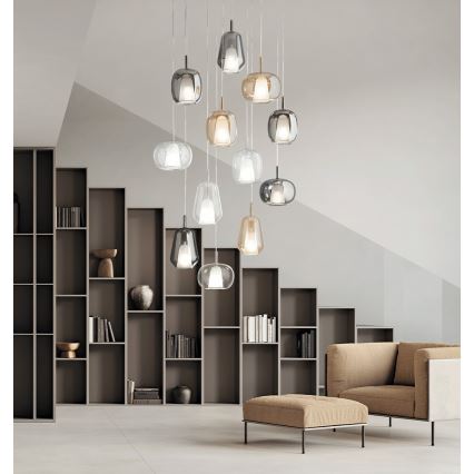 Ondaluce - Hanglamp aan kabel THELMA 1xE27/15W/230V rookgrijs