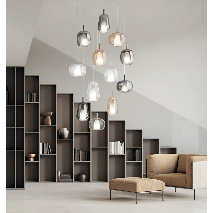 Ondaluce - Hanglamp aan kabel THELMA 1xE27/15W/230V rookgrijs