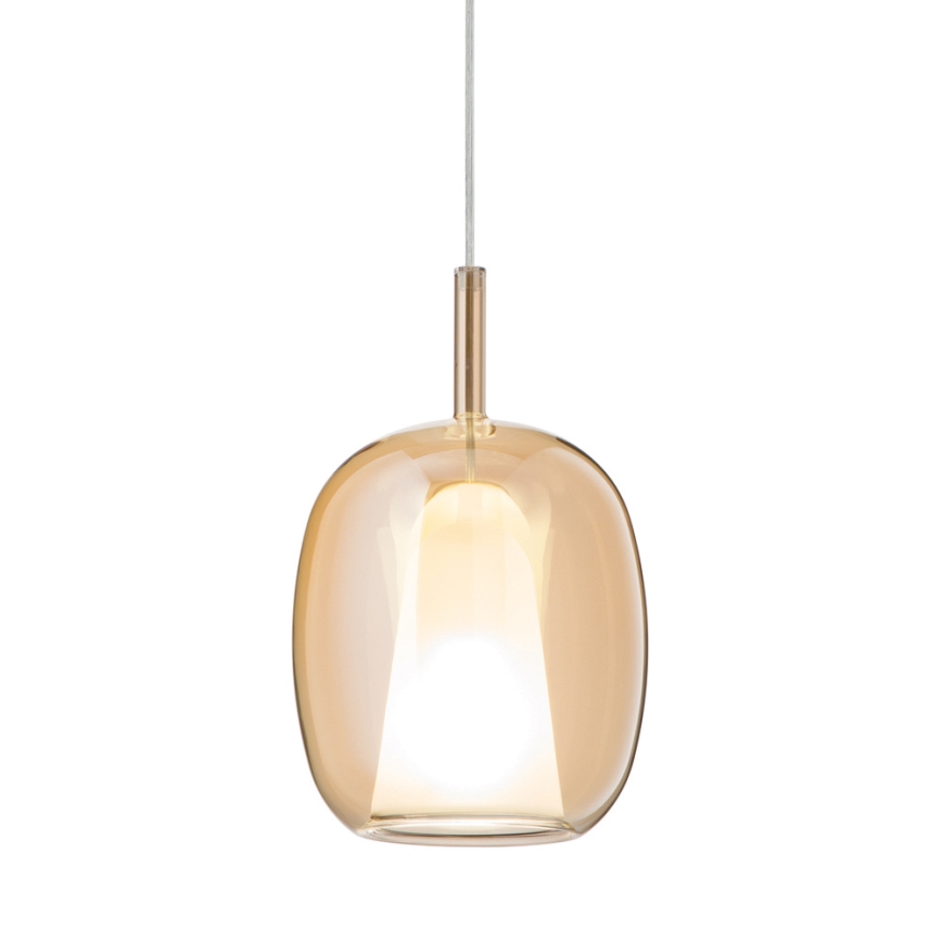 Ondaluce - Hanglamp aan kabel THELMA 1xE27/15W/230V Ø 19,5 cm goud/rookbeige