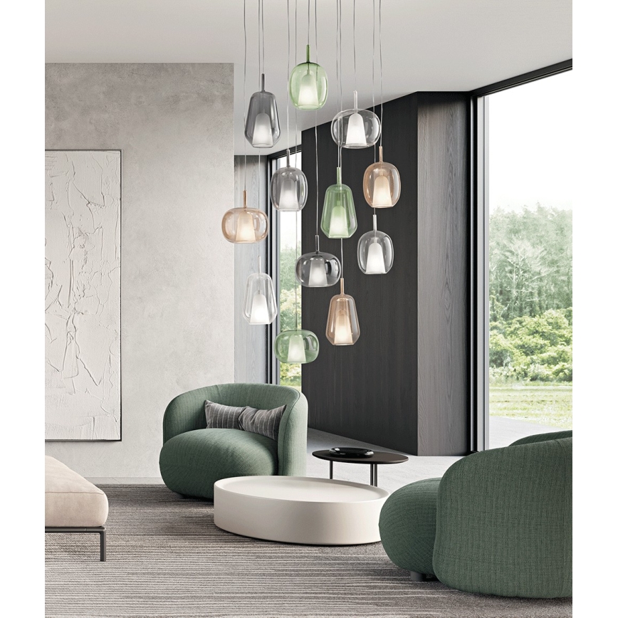 Ondaluce - Hanglamp aan kabel THELMA 1xE27/15W/230V Ø 19,5 cm goud/rookbeige