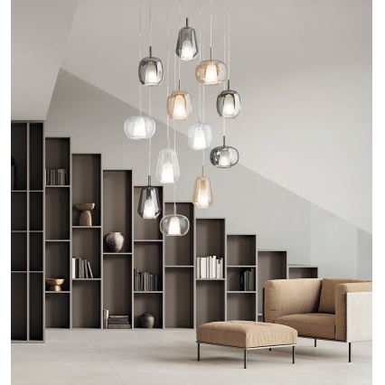 Ondaluce - Hanglamp aan kabel THELMA 3xE27/15W/230V rookgrijs