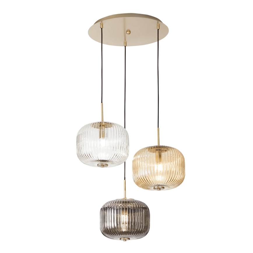 Ondaluce - Hanglamp aan kabel ODETTE 3xE14/10W/230V ø 43 cm goud/rookkleurig/veelkleurig