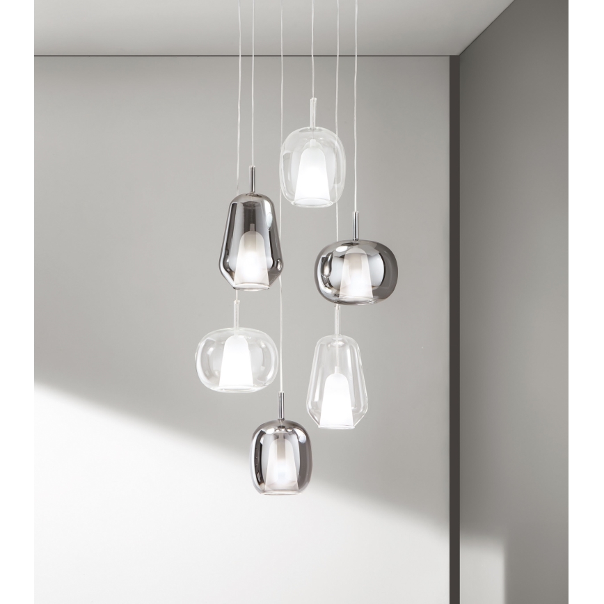 Ondaluce - Hanglamp aan snoer THELMA 1xE27/15W/230V Ø 19,5 cm zwart/rookgrijs