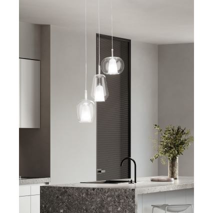 Ondaluce - Hanglamp aan snoer THELMA 1xE27/15W/230V Ø 19 cm goud/helder