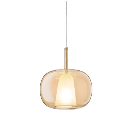 Ondaluce - Hanglamp aan snoer THELMA 1xE27/15W/230V Ø 25 cm goud/rookbeige