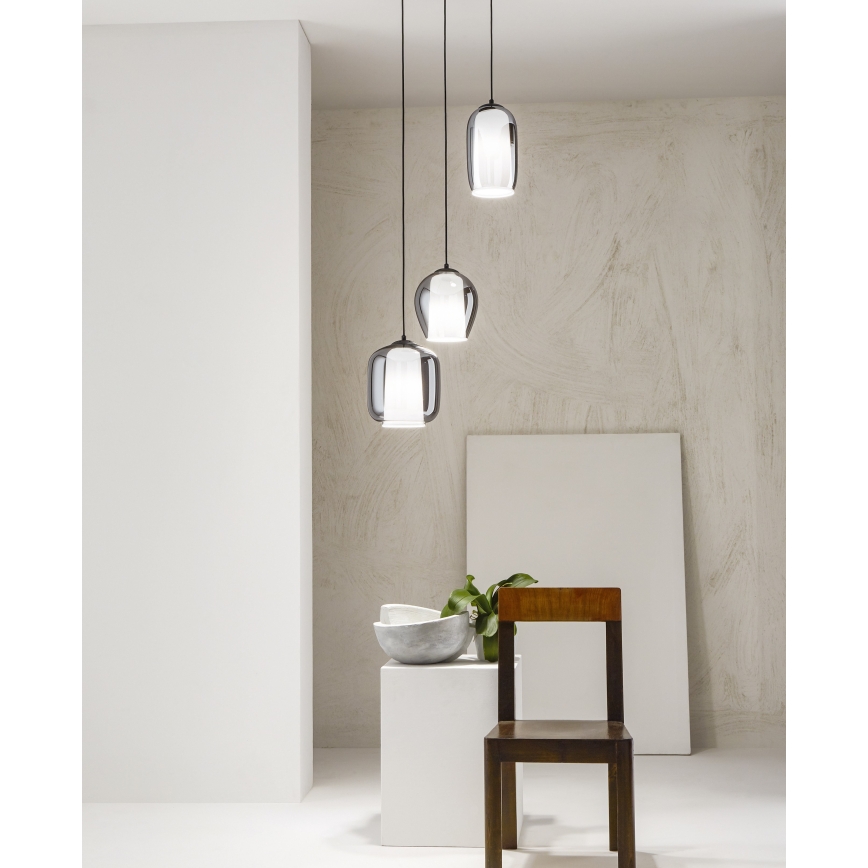 Ondaluce - Hanglamp met kabel BONNIE 1xE27/15W/230V Ø 15,5 cm zwart/rookzwart