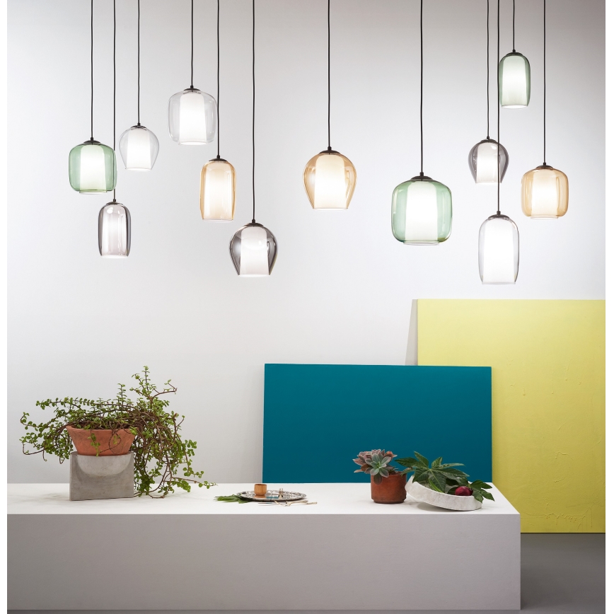 Ondaluce - Hanglamp met kabel BONNIE 1xE27/15W/230V Ø 15,5 cm zwart/rookzwart