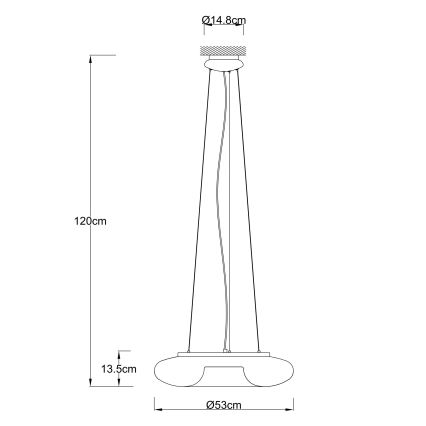 Ondaluce - Hanglamp met kabel DODI 2xE27/15W/230V Ø 53 cm wit