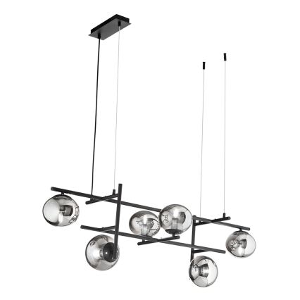 Ondaluce - Hanglamp met kabel JEWEL 6xE14/10W/230V zwart/rookzwart