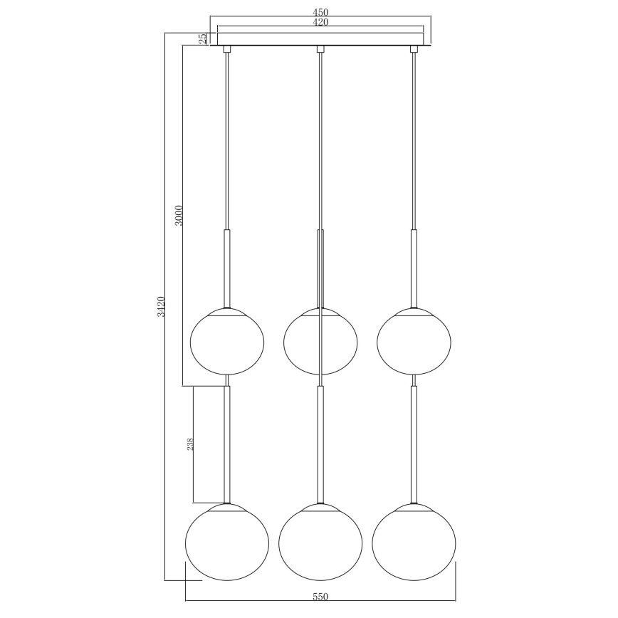 Ondaluce - Hanglamp met kabel JEWEL 6xE14/10W/230V Ø 55 cm zwart/gerookt zwart