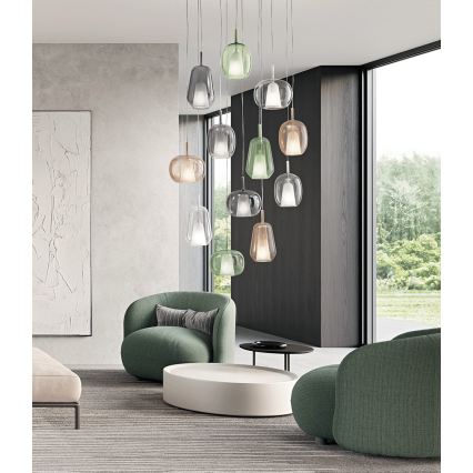 Ondaluce - Hanglamp met kabel THELMA 1xE27/15W/230V Ø 19 cm goud/rookbeige