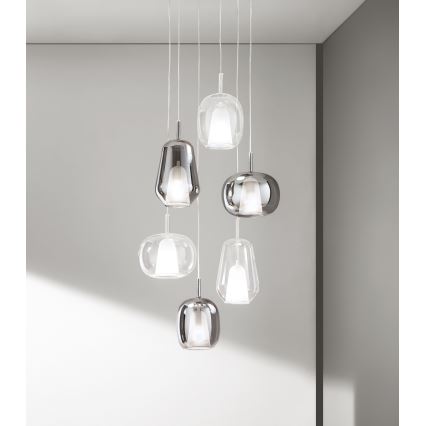 Ondaluce - Hanglamp met snoer THELMA 1xE27/15W/230V pr. 25 cm goudkleurig/helder